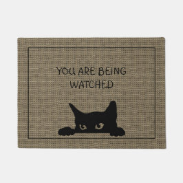 Felpudo Gracioso gato Rustic Faux Burlap Door Mat