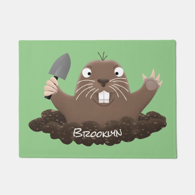 Felpudo Gracioso gopher digging personalizado ilustracion (Anverso)