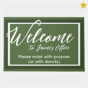 Felpudo Gracioso Green Custom Name Office Workplace Mat