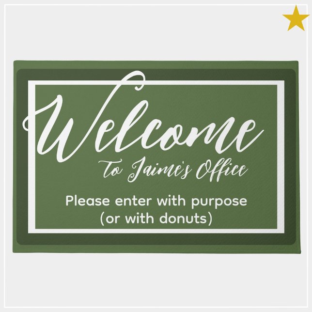 Felpudo Gracioso Green Custom Name Office Workplace Mat (Subido por el creador)