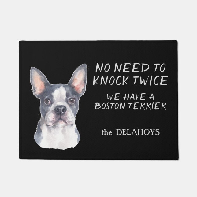 Felpudo Gracioso No Es Necesario Golpear A Boston Terrier  (Anverso)