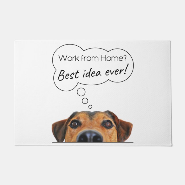 Felpudo Gracioso Perro Cachorro: ¿Trabajar desde casa? (Anverso)