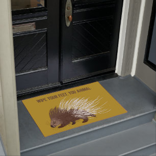 Felpudo Gracioso Personalizado Message Brown y Mustard Por