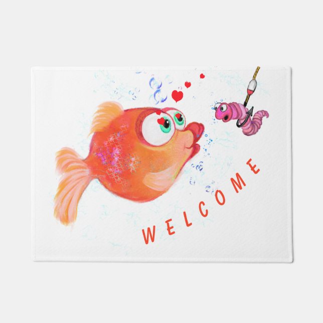 Felpudo Gracioso pez y dorm Doormat (Anverso)