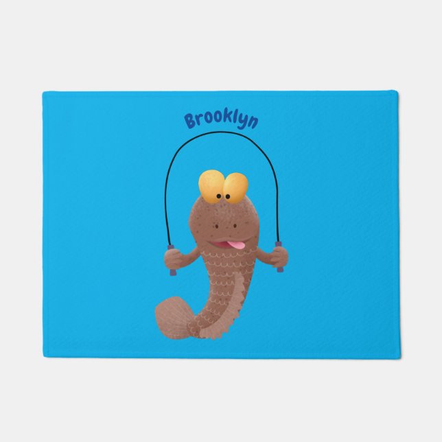 Felpudo Gracioso saltando a la personalizado de pescado de (Anverso)