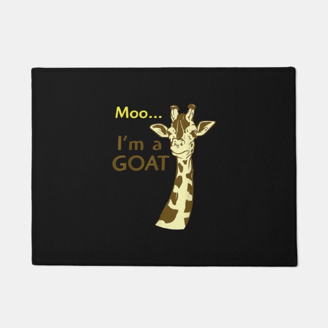 Felpudo Gracioso y confuso Giraffe Moo Soy una cabra (Anverso)