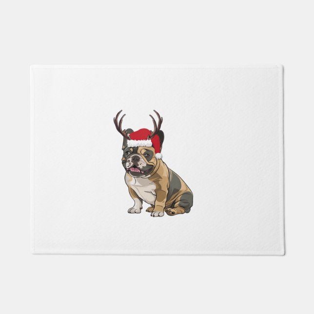 Felpudo Graciosos Navidades de Bulldog franceses (Anverso)