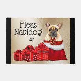 Felpudo Graciosos Navidades de bulldog franceses huyen de