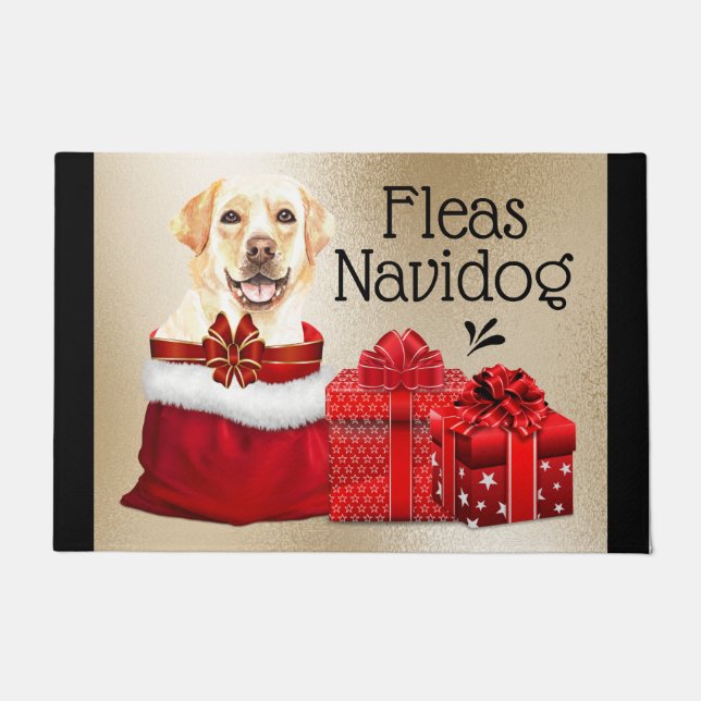 Felpudo Graciosos Navidades de Labrador huyen de regalos d (Anverso)