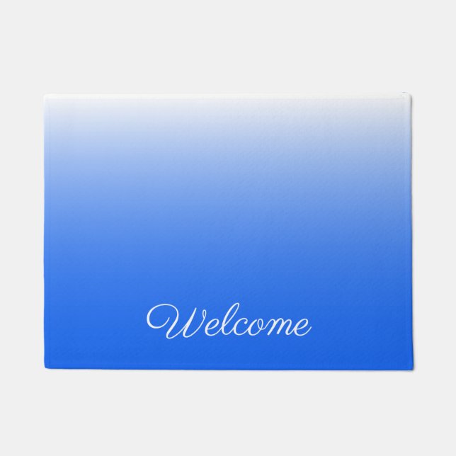 Felpudo Gradiente personalizado azul eléctrico oscuro (Anverso)
