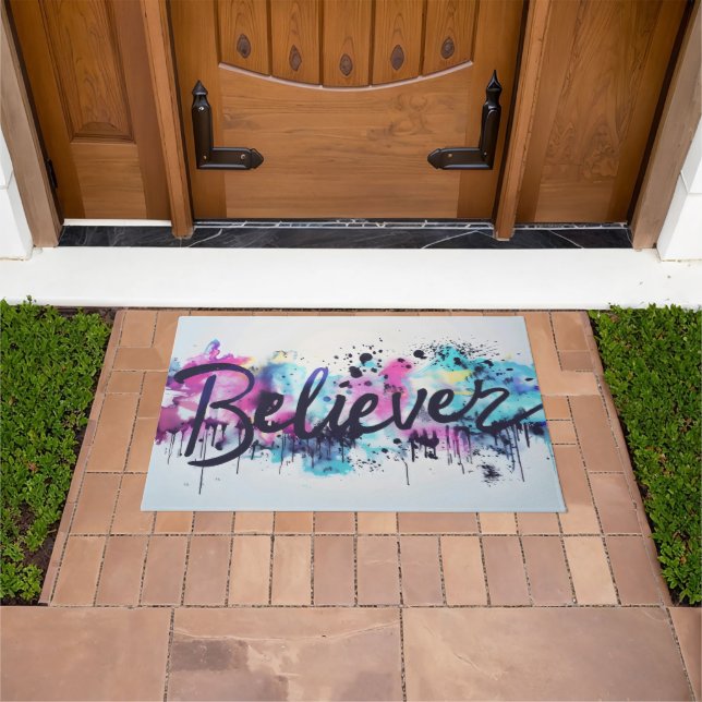 Felpudo Graffiti de eslogan de Believer (Exterior)