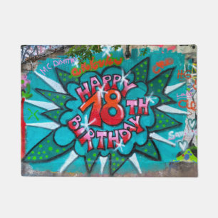 Felpudo Graffiti feliz 18 de cumpleaños