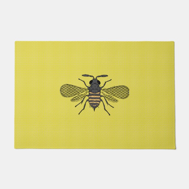 Felpudo Gráfica de abeja amarilla de decoración de BEE vin (Anverso)