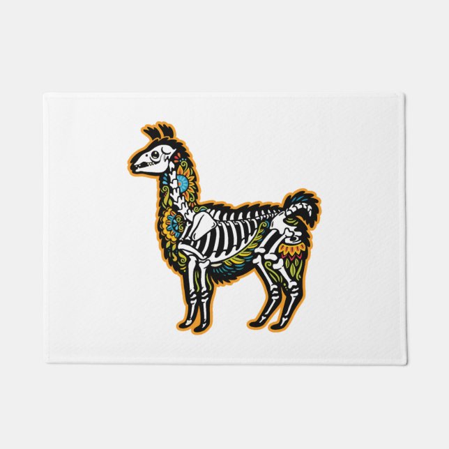 Felpudo Gráfica divertida de Halloween Llama Skeleton - (Anverso)