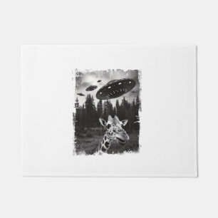 Felpudo Gráfica divertida Giraffe UFO Zoo Animal Weird Mem