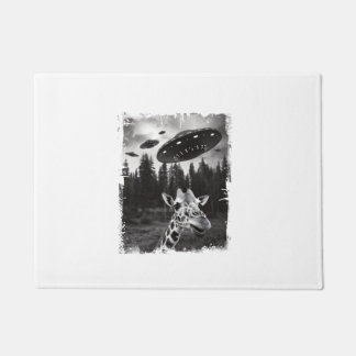 Felpudo Gráfica divertida Giraffe UFO Zoo Animal Weird Mem
