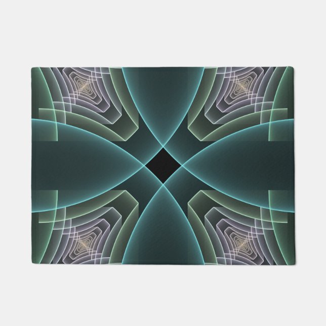 Felpudo Gráfico de arte fractal geométrico Verde azulado m (Anverso)