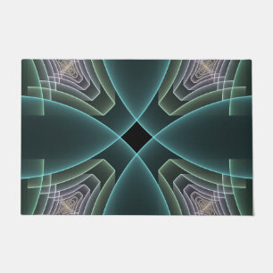Felpudo Gráfico de arte fractal geométrico Verde azulado m