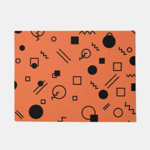 Felpudo gráfico Memphis naranja, divertido, de moda y geom