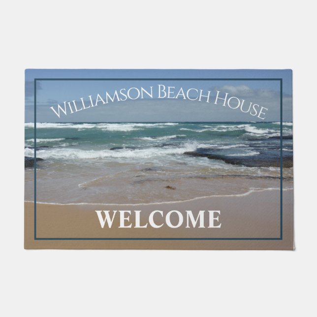 Felpudo Gran Casa de playa personalizada Ocean Door Mat (Anverso)