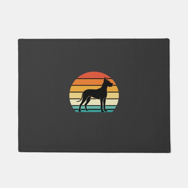 Felpudo Gran Danés Silueta de Perro Atardecer Retro (Anverso)