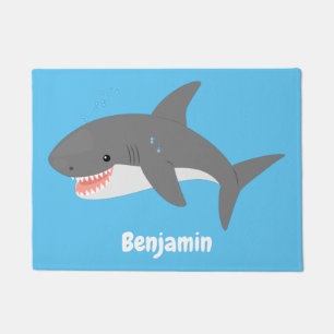 Felpudo Gran ilustracion personalizado feliz de tiburón bl
