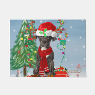 Felpudo Gran perro danés con regalos de Navidades