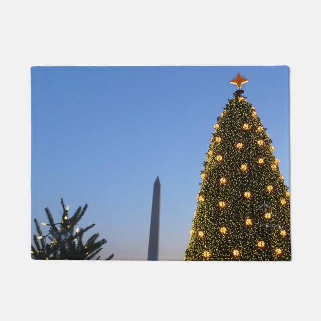 Felpudo Grandes y pequeños árboles de Navidad en DC (Anverso)