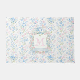Felpudo Grandmillennial Floral Monogram Personalized