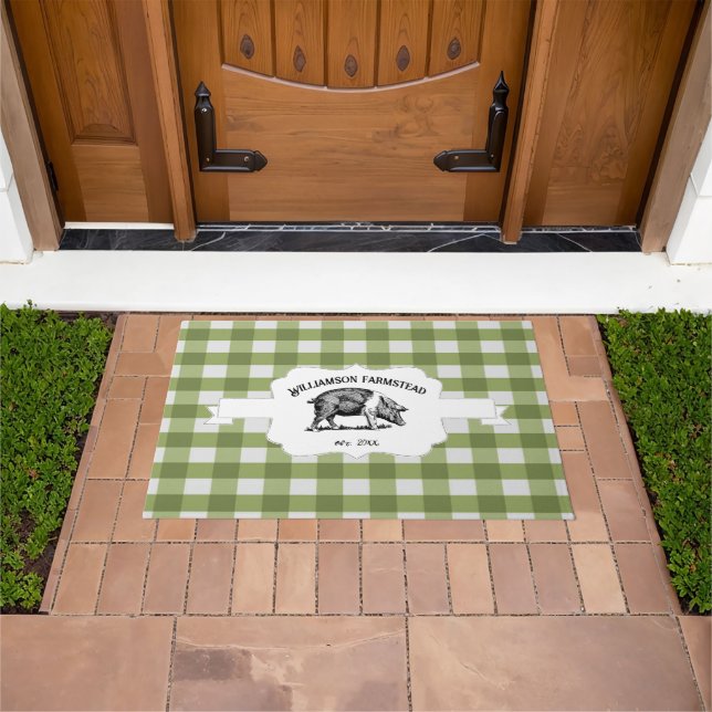 Felpudo Granja de búfalo verde lechón Doormat (Exterior)