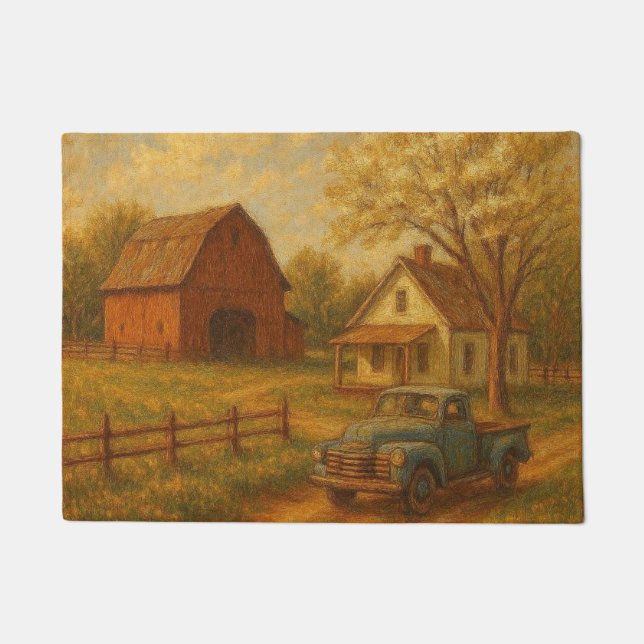 Felpudo Granja de primavera vintage/rústica  (Anverso)