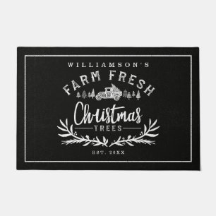 Felpudo Granja fresca Árboles de Navidad Familia de coche
