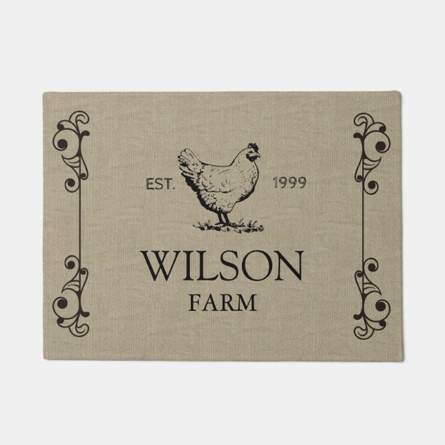 Felpudo Granja Vintage ⎢ Mat de puerta personalizada (Anverso)