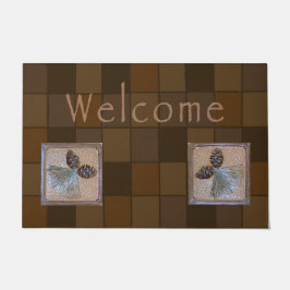 Felpudo Grapa de bienvenida, baldosas de pinecona de ocre 