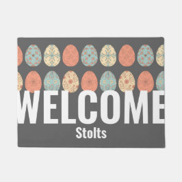 Felpudo Grasa de bienvenida personalizada de Pascua - Huev