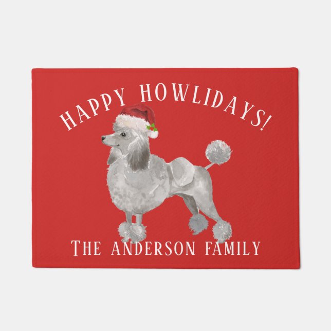 Felpudo Gray Poodle Happy Howlidays Navidades (Anverso)