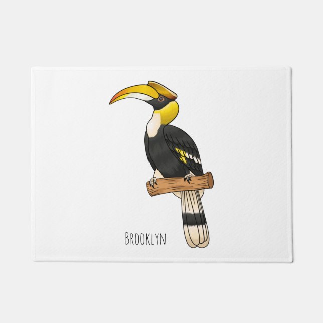 Felpudo Great hornbill bird cartoon illustration  (Anverso)