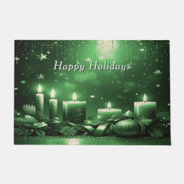 Felpudo Green Candles Christmas Holiday Doormat