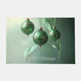 Felpudo Green Christmas Ball Holiday Doormat