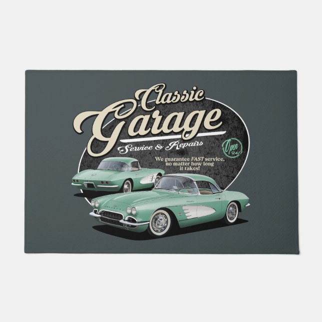 Felpudo Green Classic Car Garage (Anverso)
