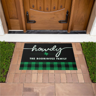 Felpudo Green Howdy Buffalo Plaid