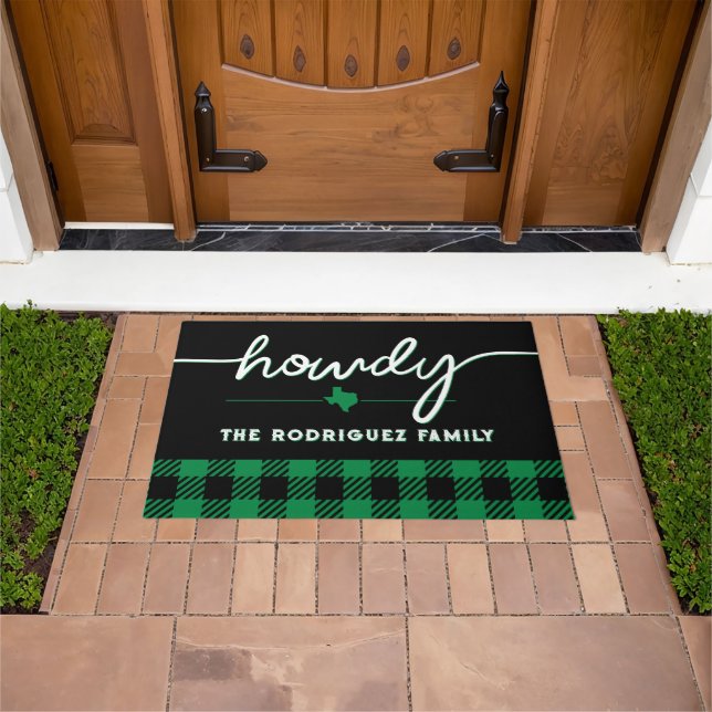 Felpudo Green Howdy Buffalo Plaid (Exterior)
