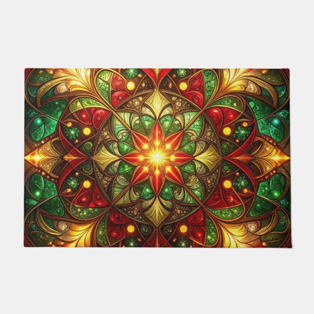 Felpudo Green Red Decorative Holiday Doormat (Anverso)