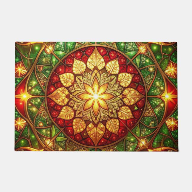 Felpudo Green Red Decorative Holiday Doormat (Anverso)