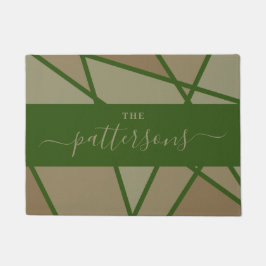 Felpudo Green Stained Glass Imitation Welcome Home Family