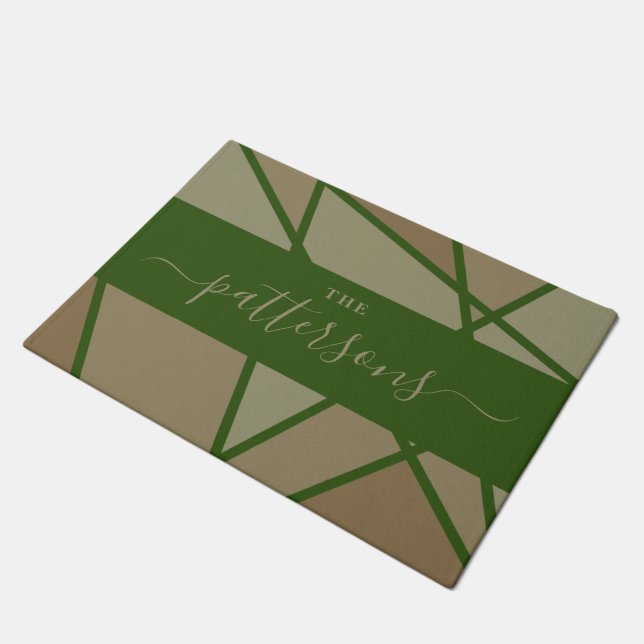 Felpudo Green Stained Glass Imitation Welcome Home Family (Angular)