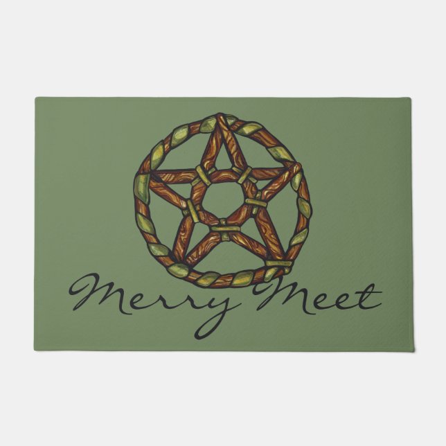 Felpudo Green Witch Pentacle Nature Wicca (Anverso)