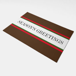 Felpudo GREETINGS DE TEMPORADA Tiras Rojas Blancas Marrone