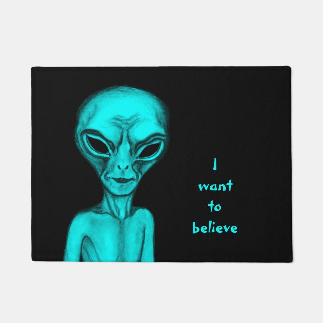 Felpudo Grey Alien , quiero creer (Anverso)