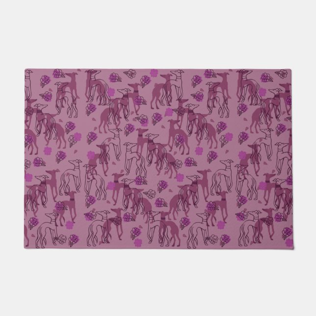 Felpudo Greyhounds Love Pink Galgos Doggo (Anverso)